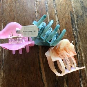 Anthropologie set of 3 hair claws
